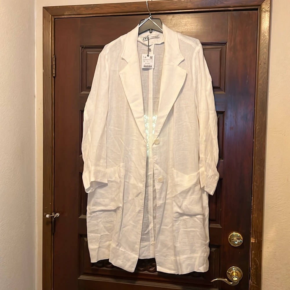 White Summer linen coat